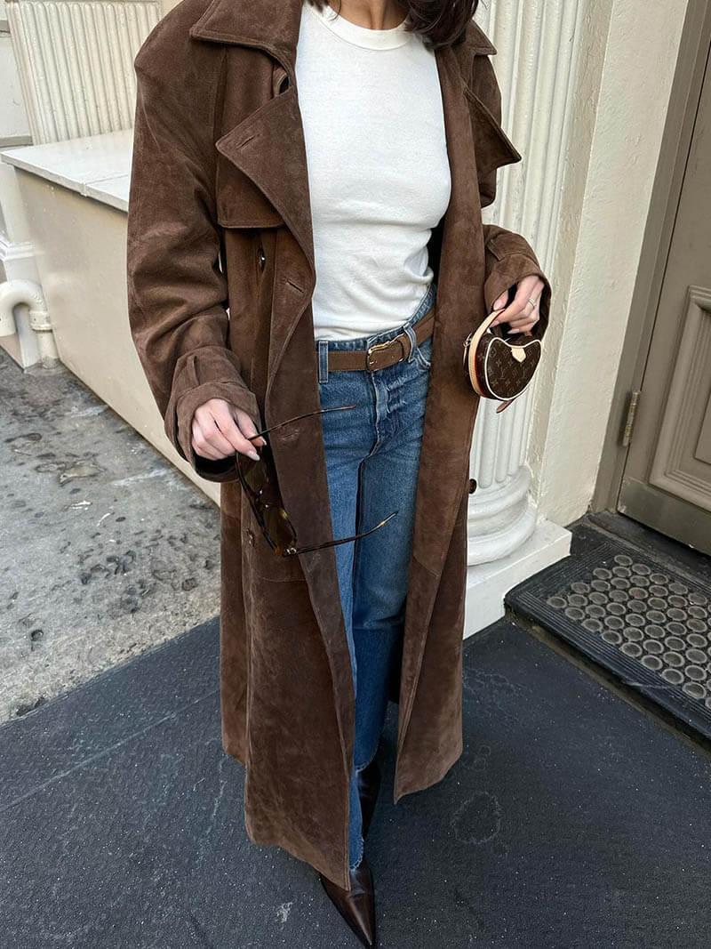 Shyrin | Women’s Double-Breasted Trench Coat | Sleek Layering