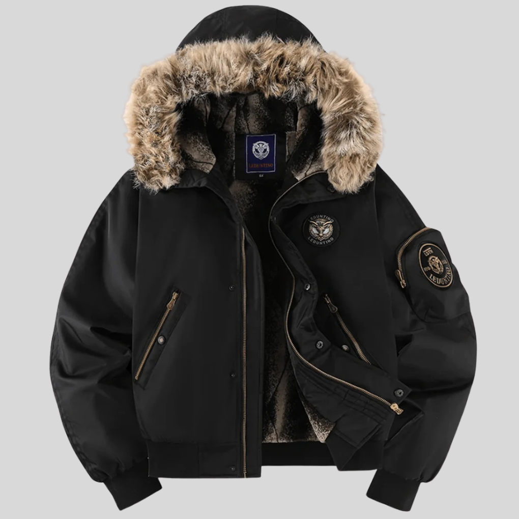 Padded Bomber Jacket with Faux-Fur Hood