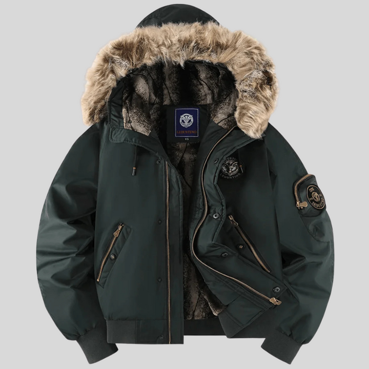 Padded Bomber Jacket with Faux-Fur Hood
