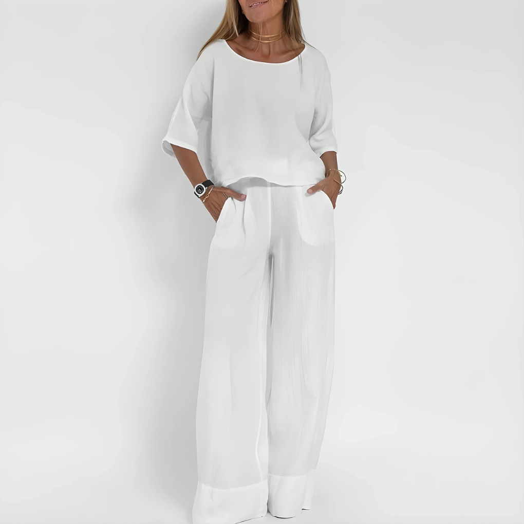 Women’s Relaxed Fit Linen Blend Two Piece Set
