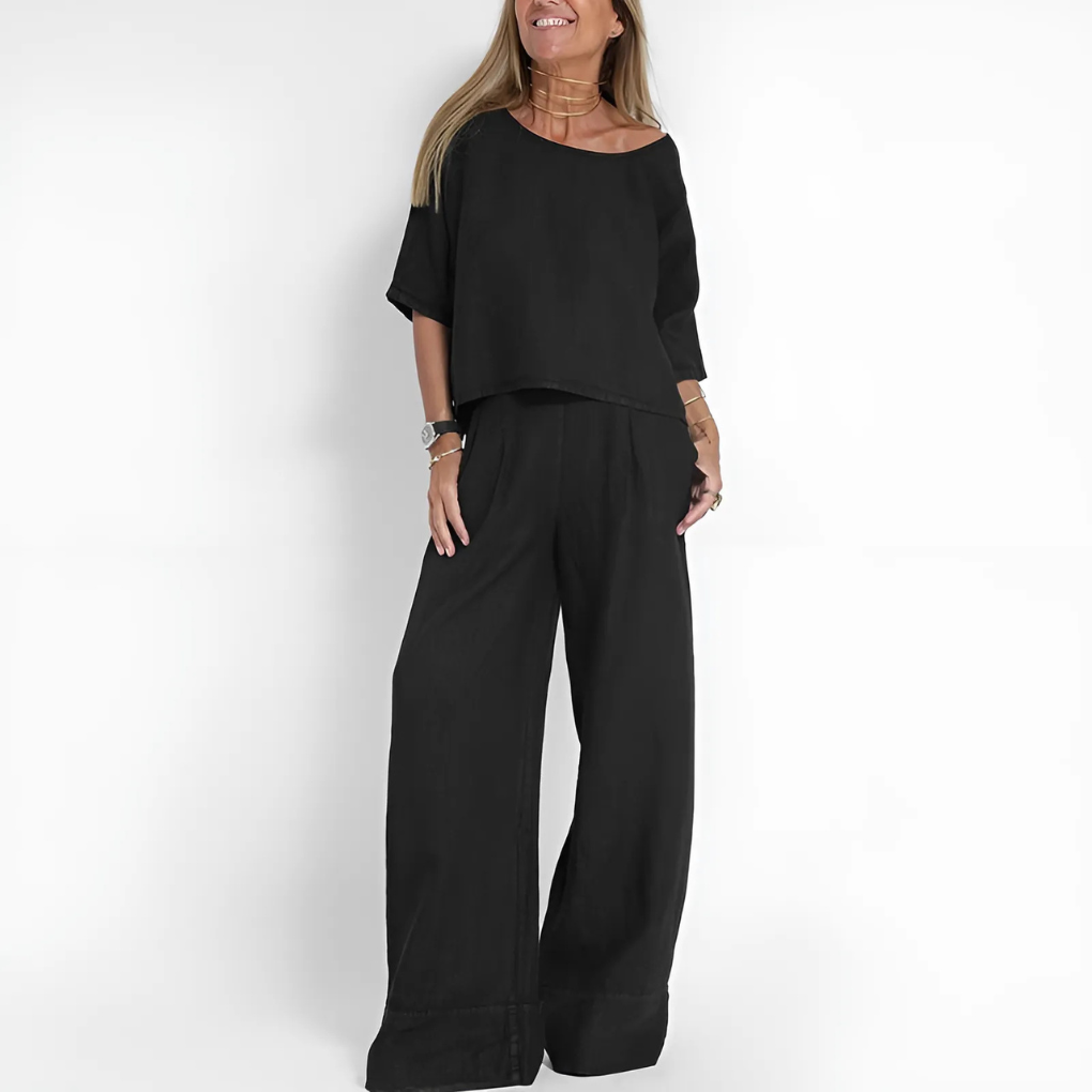 Women’s Relaxed Fit Linen Blend Two Piece Set