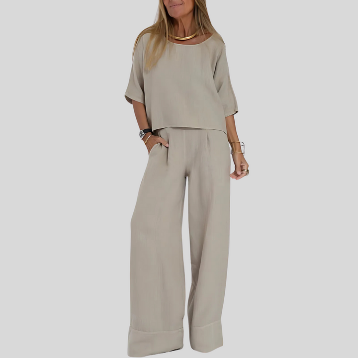 Women’s Relaxed Fit Linen Blend Two Piece Set