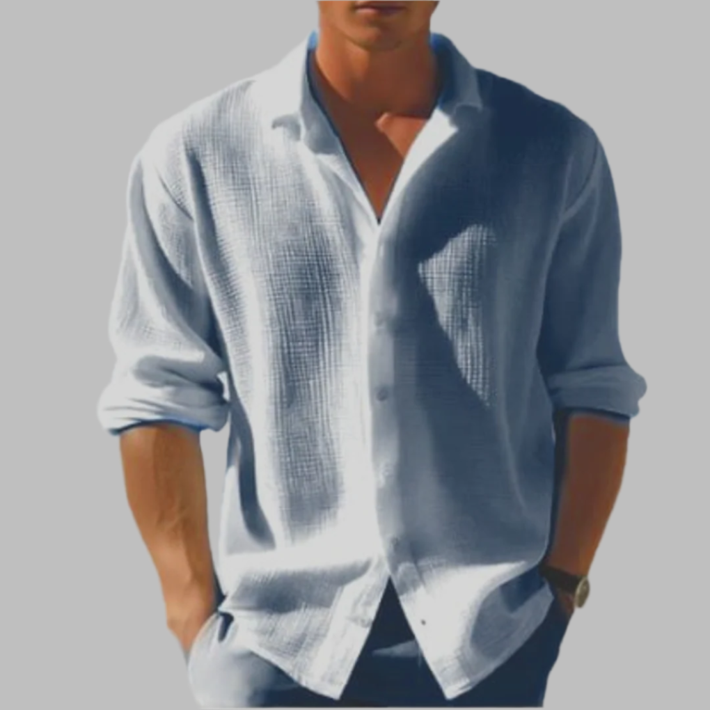 Lightweight Men’s Solid Color Cotton Linen Shirt