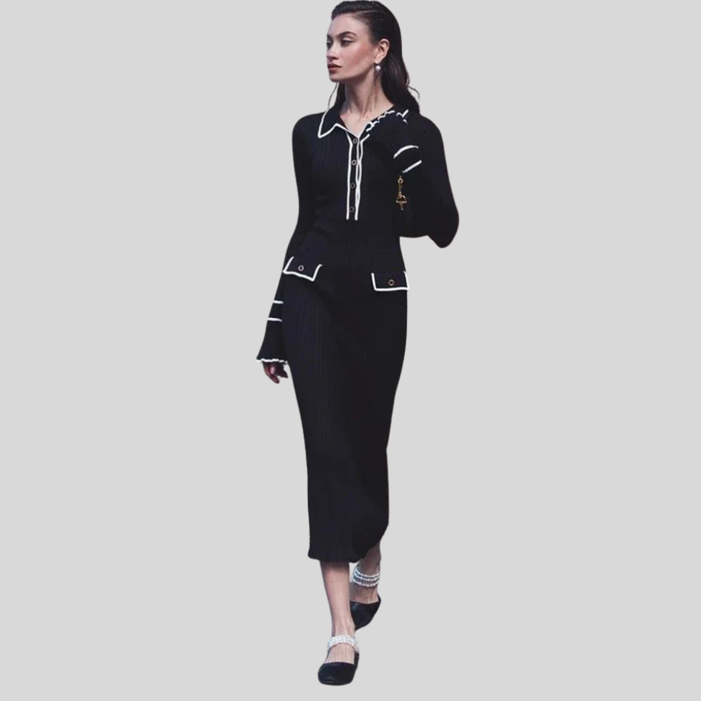 Women’s Maxi Dress – High-Waist Ruffle Statement