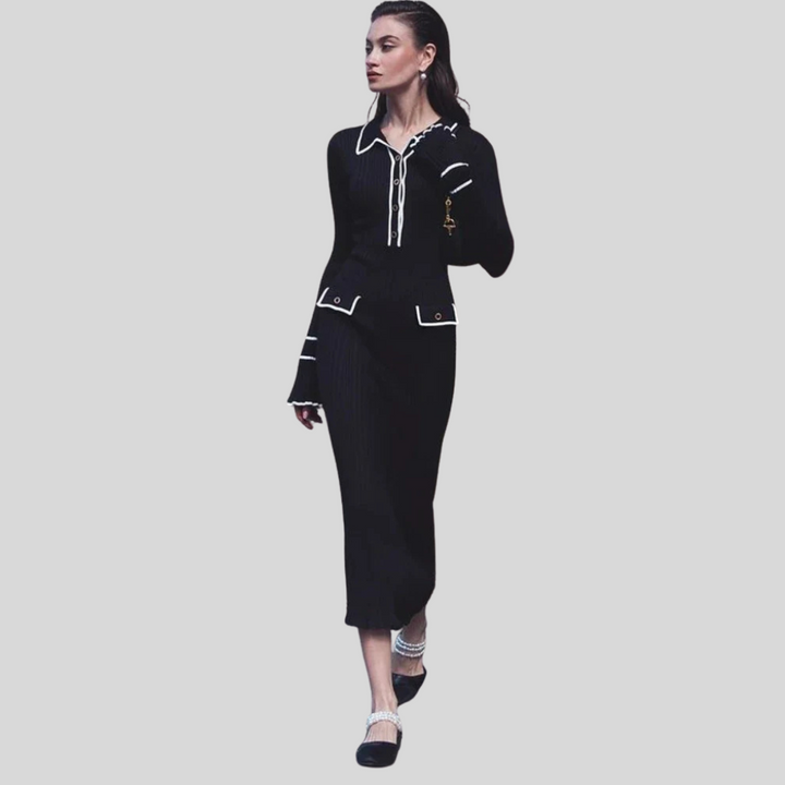 Women’s Maxi Dress – High-Waist Ruffle Statement