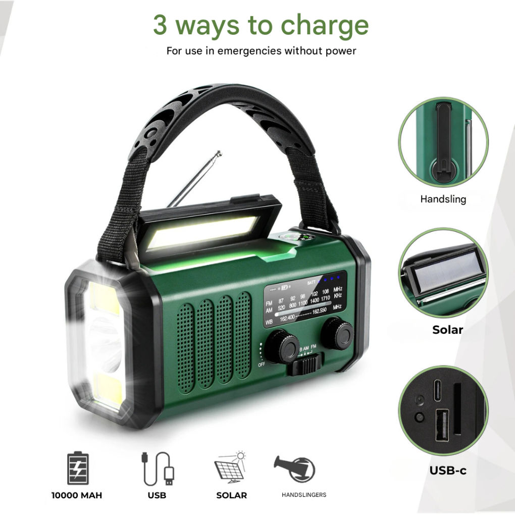 Universal Emergency Crank & Solar Radio