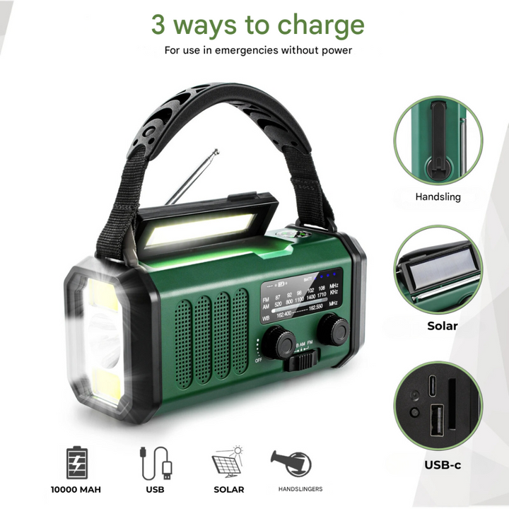 Universal Emergency Crank & Solar Radio