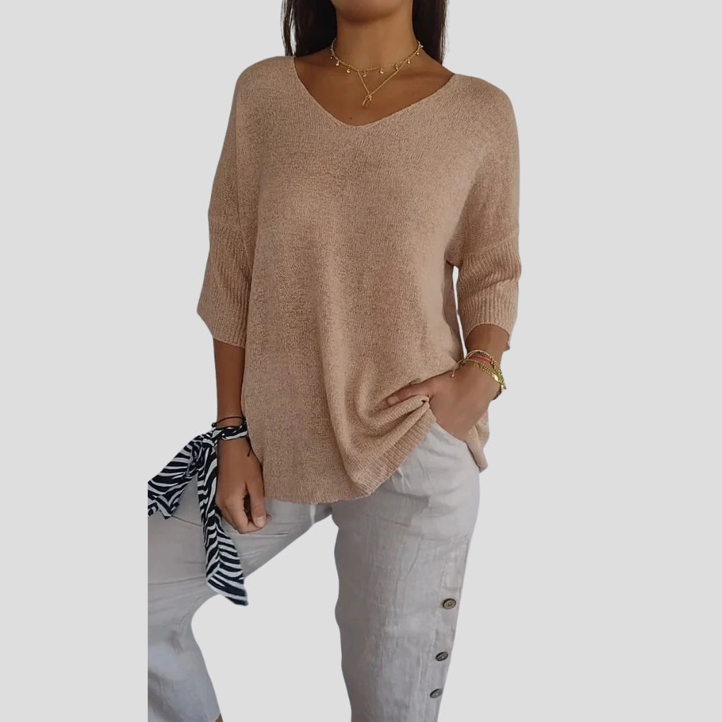Women’s Knit V-Neck Top – Casual Style with Everyday Flair