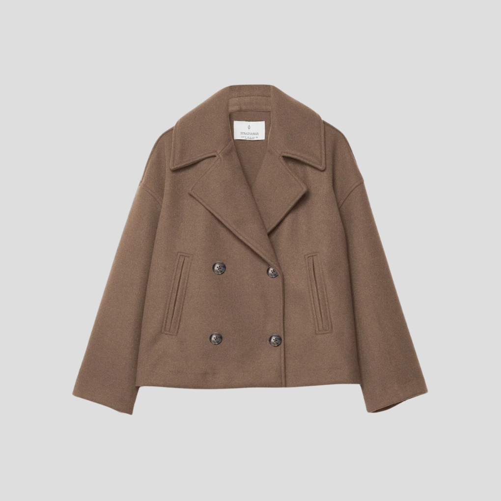 Chic Double-Breasted Short Coat – Elegant & Timeless