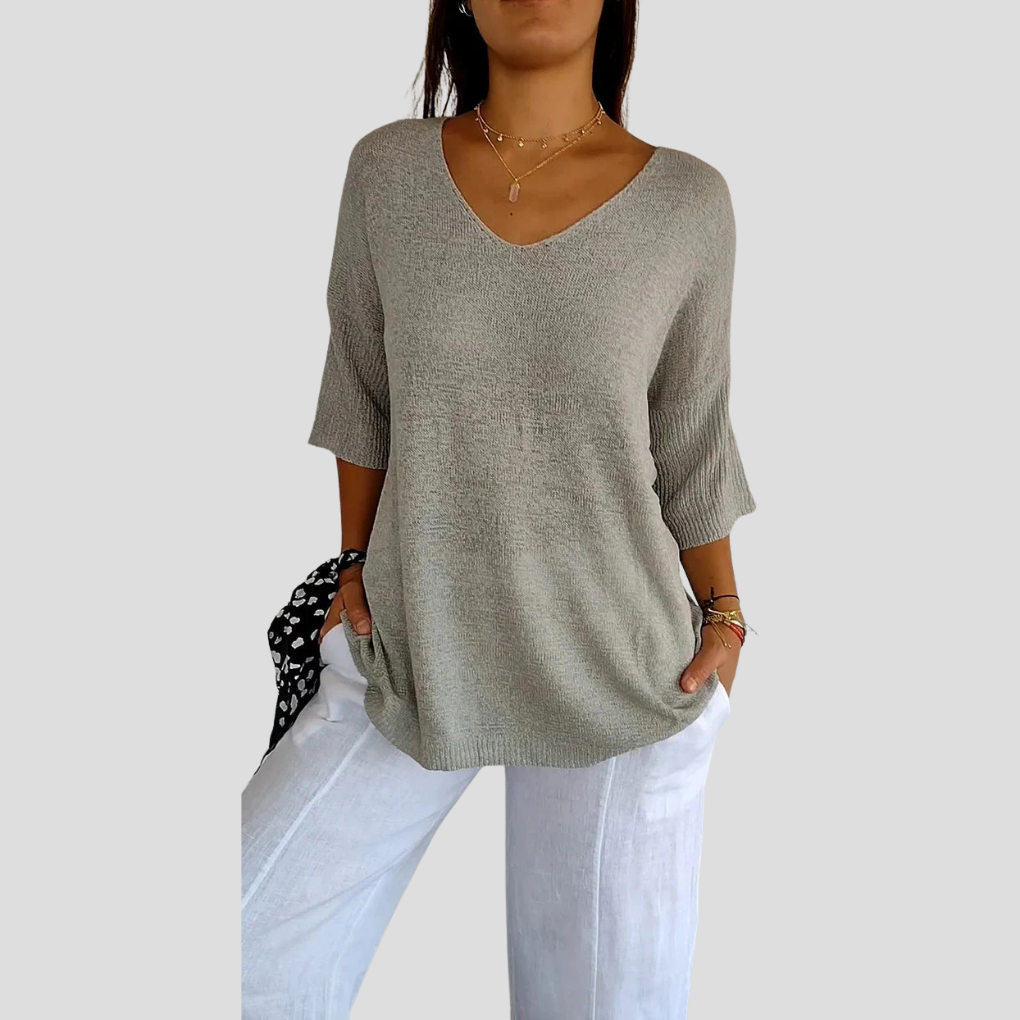 Women’s Knit V-Neck Top – Casual Style with Everyday Flair
