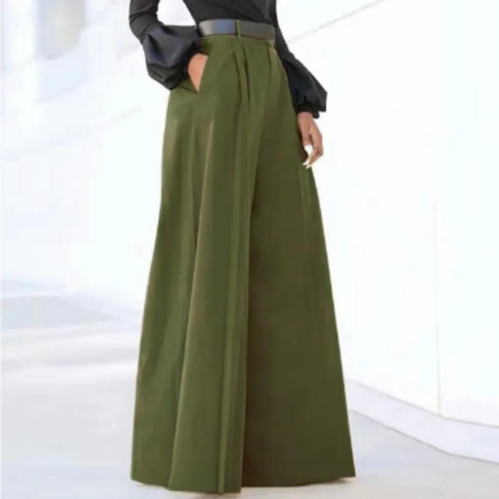 Solid-Colour Wide-Leg Women’s Trousers – Relaxed Fit