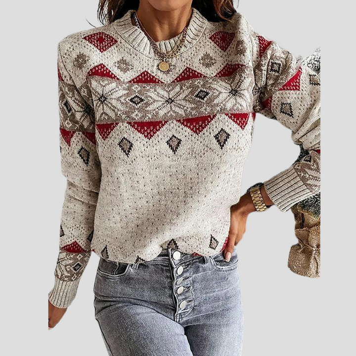 Women’s Geometric Print Long-Sleeve Sweater