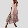 Women’s Floral Print V-Neck Loose Maxi Dress
