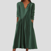 Women’s Green V-Neck Half-Sleeve Dress