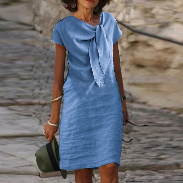 Women's Elegant Short Sleeve Sheath Dress (Mini Length)