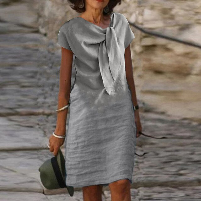 Women's Elegant Short Sleeve Sheath Dress (Mini Length)