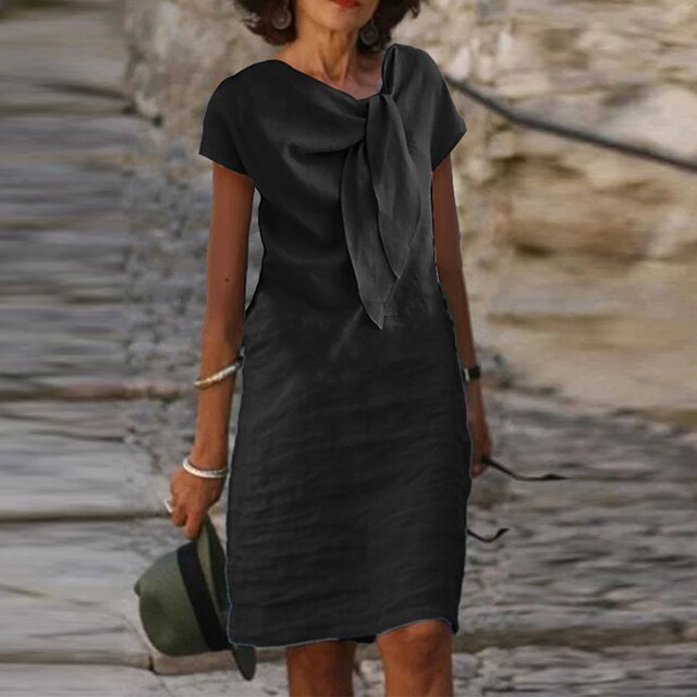 Women's Elegant Short Sleeve Sheath Dress (Mini Length)