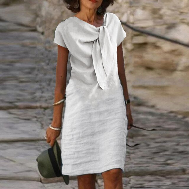 Women's Elegant Short Sleeve Sheath Dress (Mini Length)