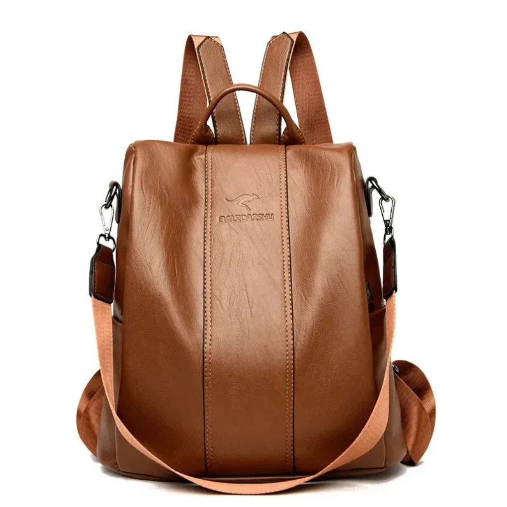 Women’s Anti-Theft Leather Backpack Convertible Design with Hidden Pockets for Travel & Daily Use
