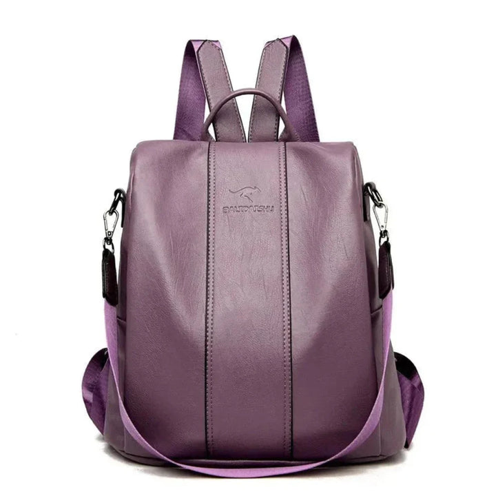Women’s Anti-Theft Leather Backpack Convertible Design with Hidden Pockets for Travel & Daily Use