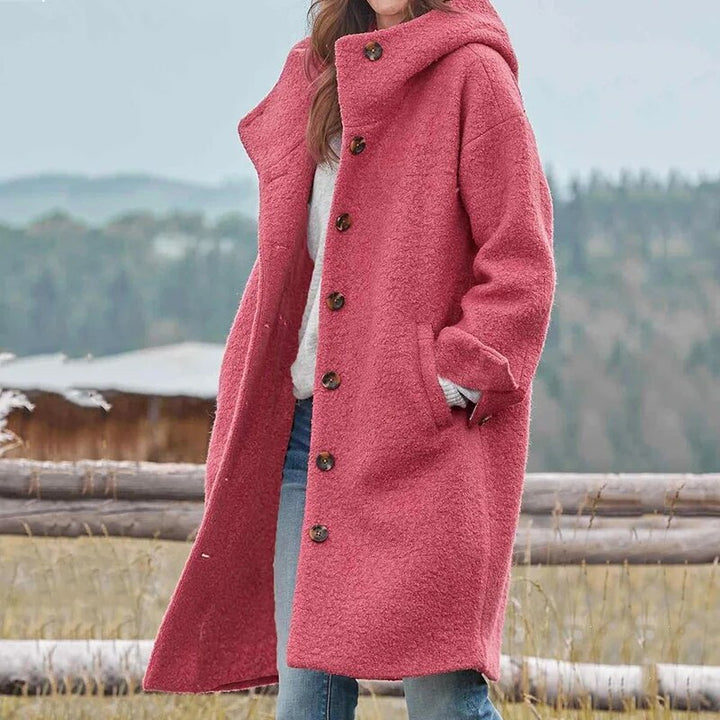 Women's Wool Blend Coat with Hood and Classic Design
