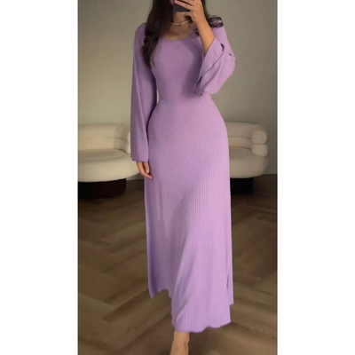 Odess | Women's Plain Elegant Maxi Dress | Long Sleeves