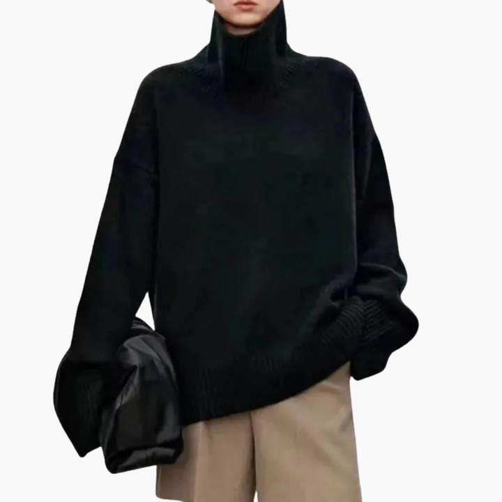 Women’s Oversized High-Neck Sweater – Relaxed Knit Layer