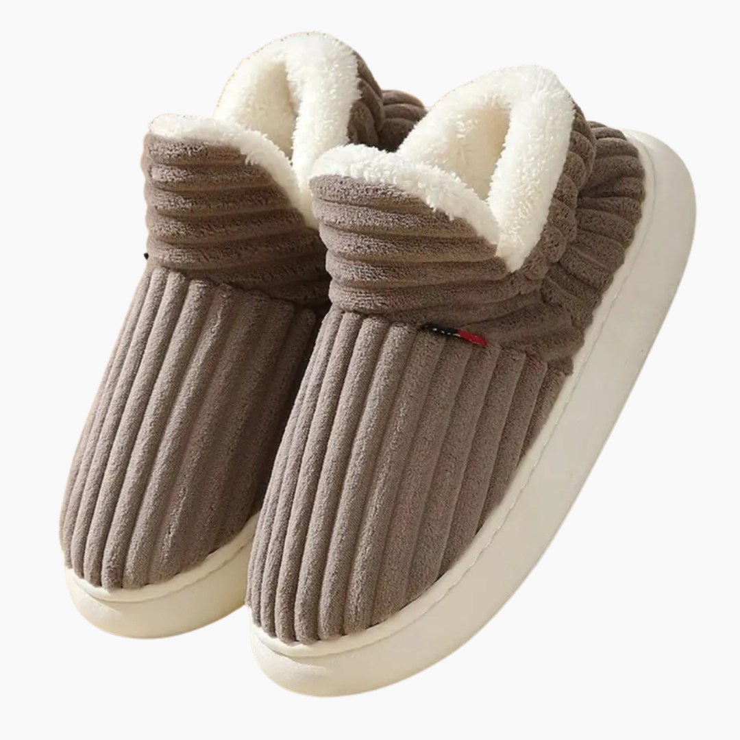 Women’s Plush Slippers – Ribbed Indoor Footwear