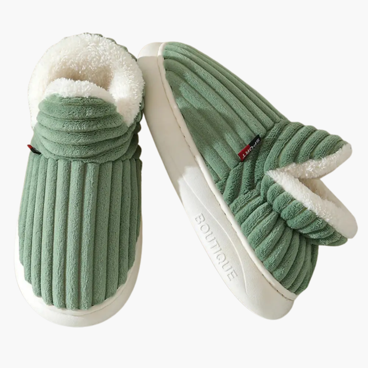 Women’s Plush Slippers – Ribbed Indoor Footwear