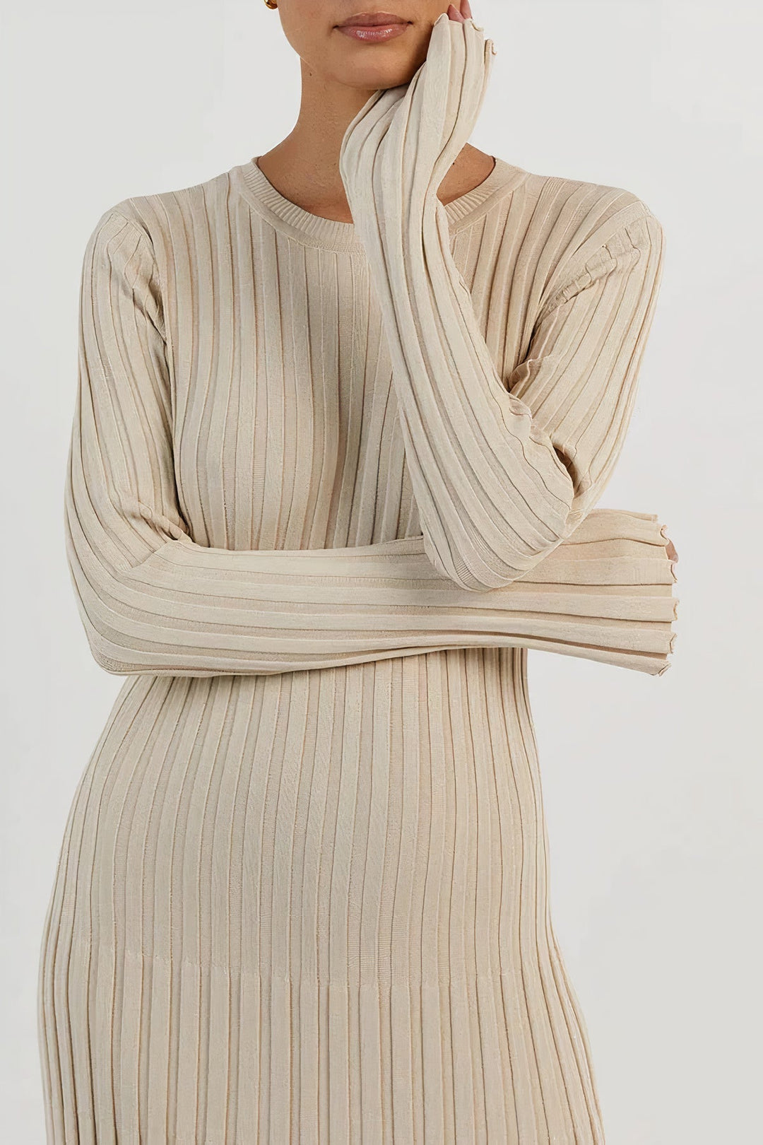 Alena | Women's Ribbed Knit Midi Dress | Casual