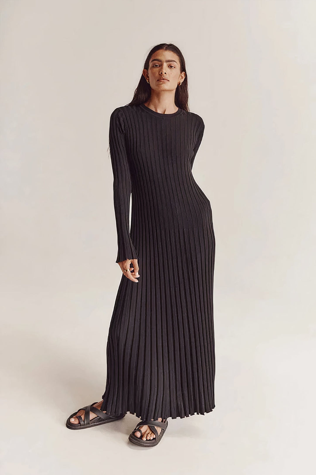 Alena | Women's Ribbed Knit Midi Dress | Casual