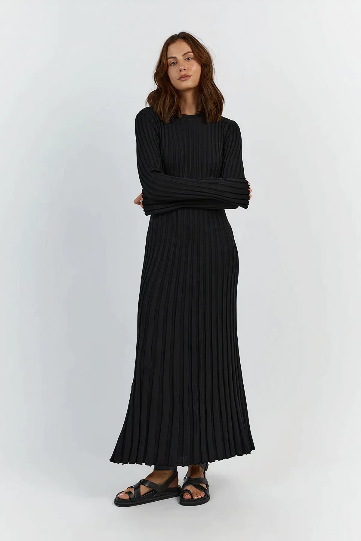 Alena | Women's Ribbed Knit Midi Dress | Casual