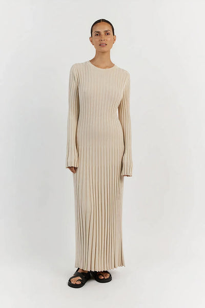 Alena | Women's Ribbed Knit Midi Dress | Casual