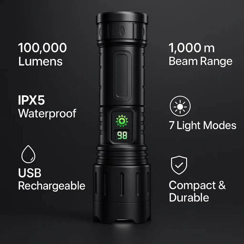 100000 Lumen Tactical Flashlight
