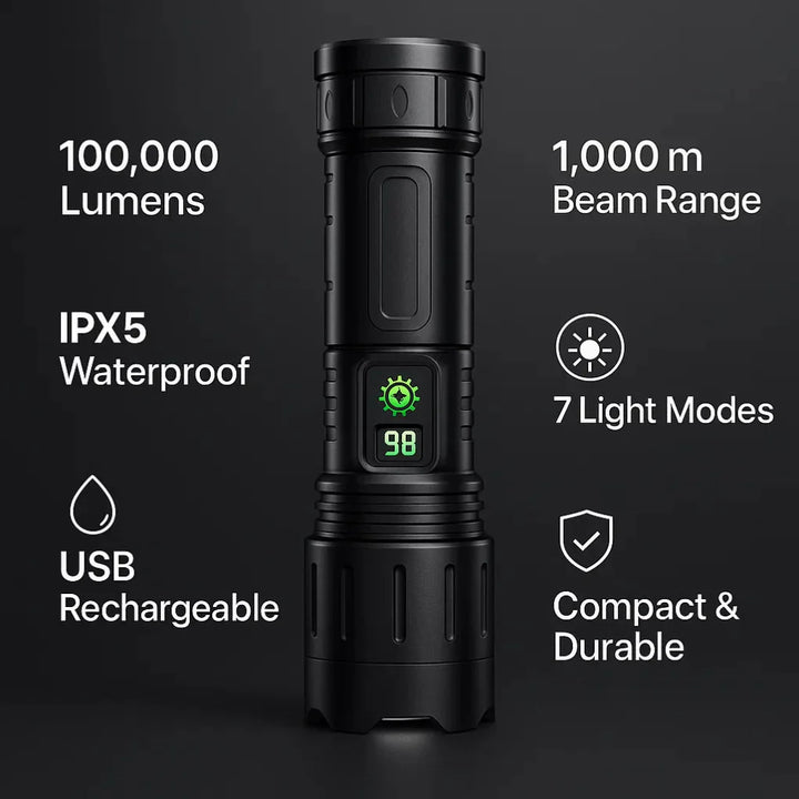 100000 Lumen Tactical Flashlight