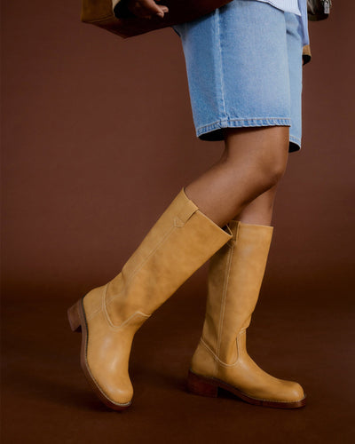 Vilarra | Women’s Stacked Heel Knee Boots | Bold Silhouette