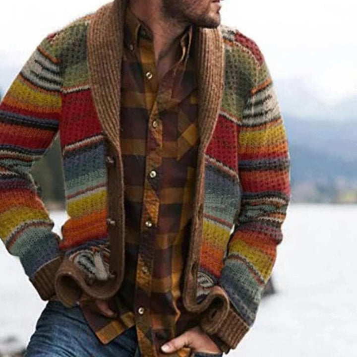 Men’s Striped Cardigan  – Relaxed Knit with Colorful Flair