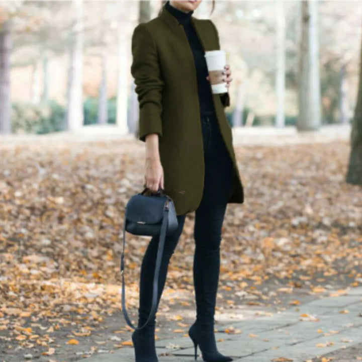 Women’s Stand-Collar Winter Coat  – Elegant Over-Layer with Classic Warmth
