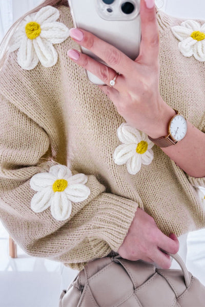 Florell | Women’s Floral Knit Sweater | Subtle Detail & Everyday Layer