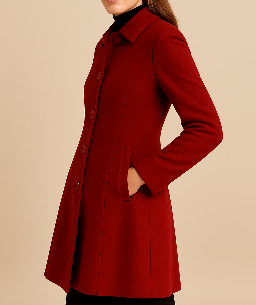 Divessia | Women’s Long Elegant Coat | Sleek Shape & Cold-Weather Warmth