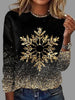 Women’s Holiday T-Shirt – Christmas Crew Neck Long-Sleeve