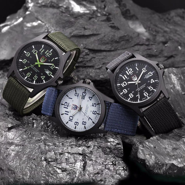 Robust Military-Style Watch with Illuminated Dial