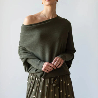 Elvyna | Women's Draped Asymmetric Sweater | Cozy & Stylish