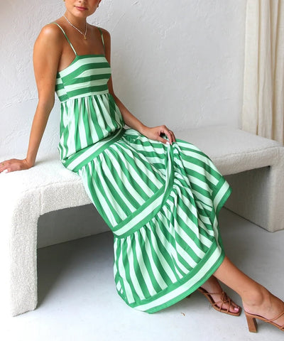 Emmy | Women's Chic Summer Maxi Dress | Stripes