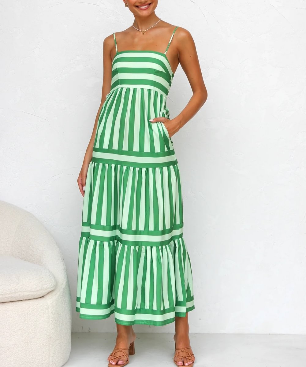 Emmy | Women's Chic Summer Maxi Dress | Stripes