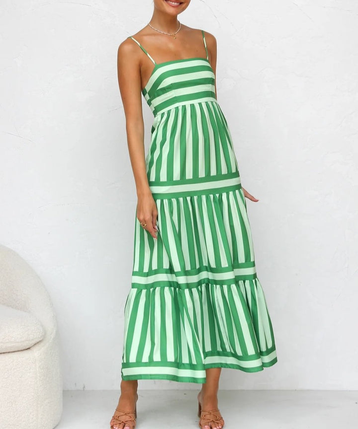 Emmy | Women's Chic Summer Maxi Dress | Stripes