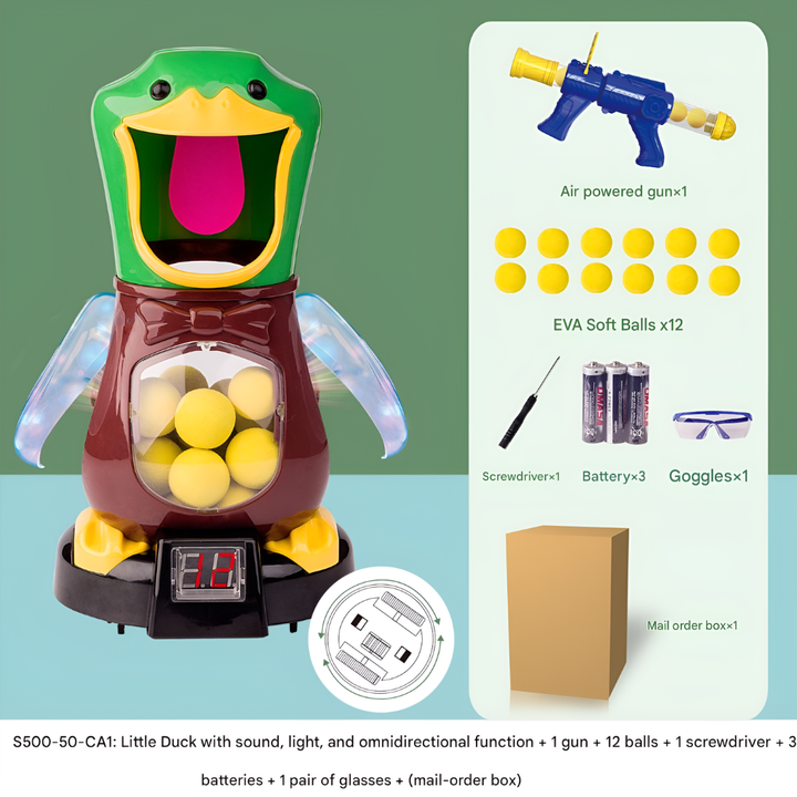Air Powered Soft Bullet Game with Walking Duck and Lights