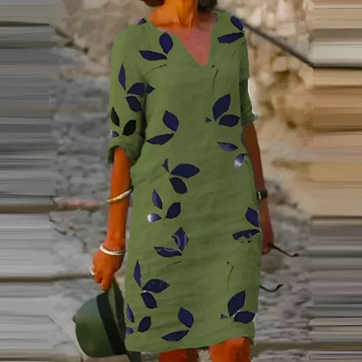 Women's Leaf Print Summer Dress | Effortless Elegance