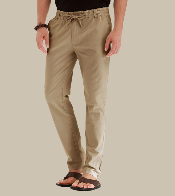 Men’s Casual Loose Fit Summer Trousers with Elastic Waist
