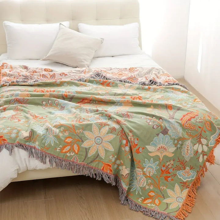 Bohemian Floral Blanket – Vibrant & Versatile